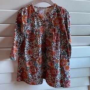 Fall colored leopard and floral print cotton on baby dress
